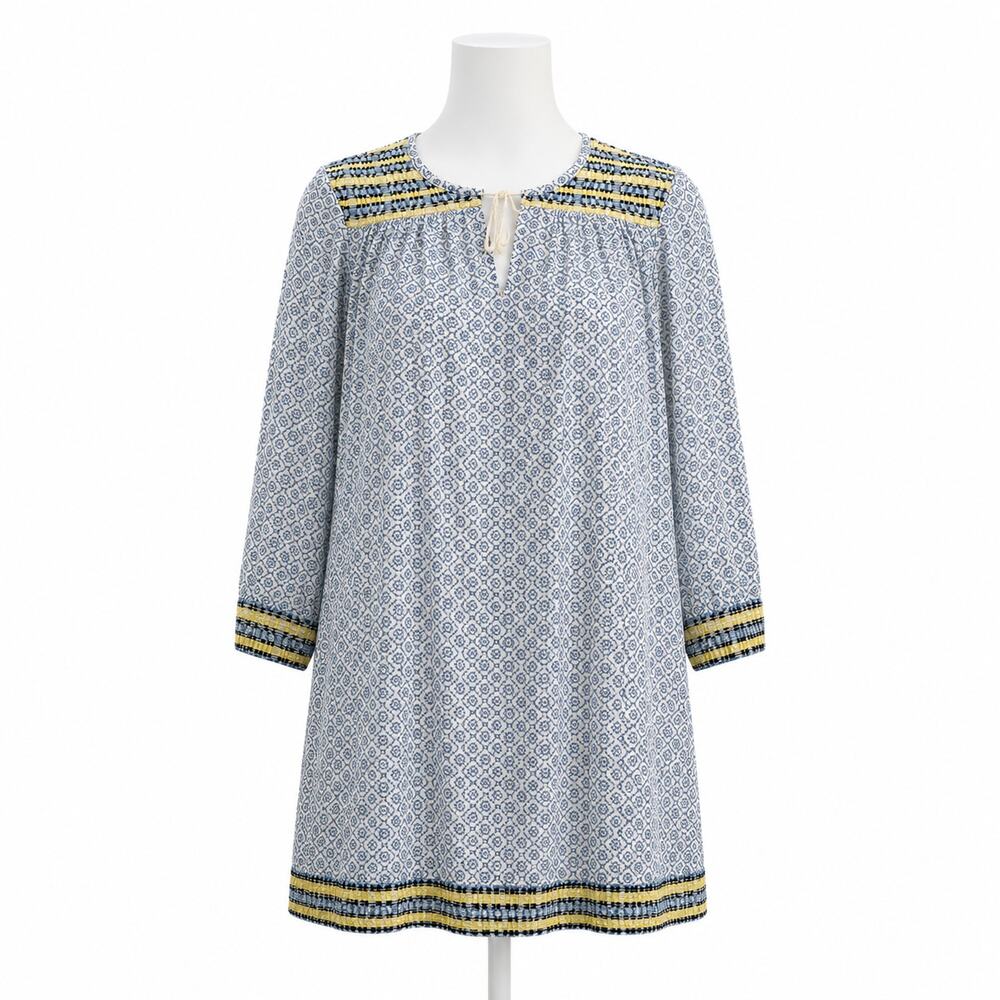 J. McLaughlin Embroidered Paget Tunic Top – Blue & Yellow – Size M